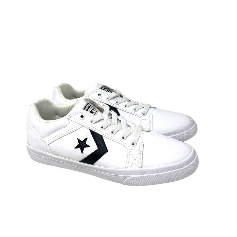Converse Shoes Womens Size 669577C EL DISTRITO White Canvas Black Print Sneakers - Picture 2 of 10